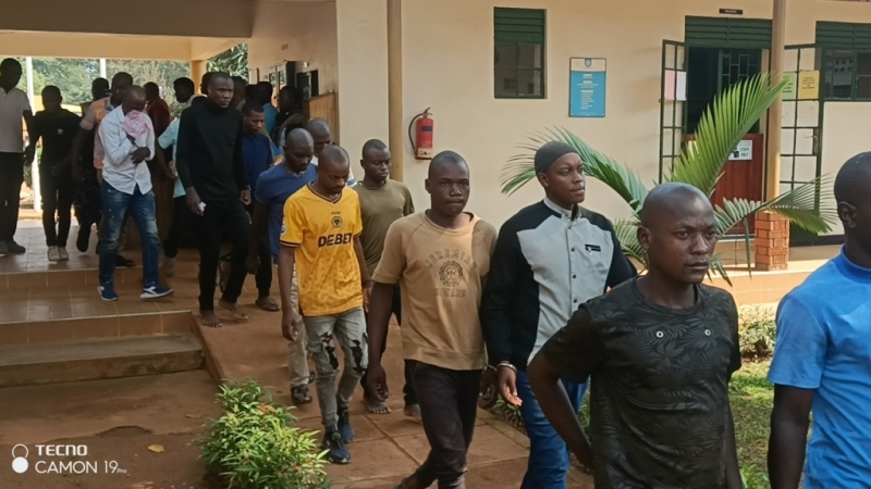 Suspects arriving at Mukono Magistrates Court Suspects arriving at Mukono Magistrates Court